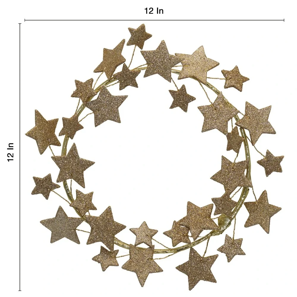 My Texas House Glitter Star Wreath, Gold, 11.25in